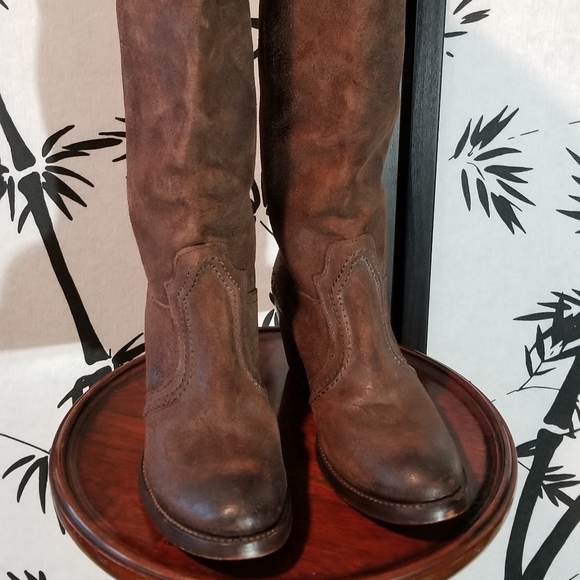 Brown Leather Wide Calf Boots 